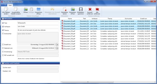Hexonic PDF Metadata Editor Screenshot